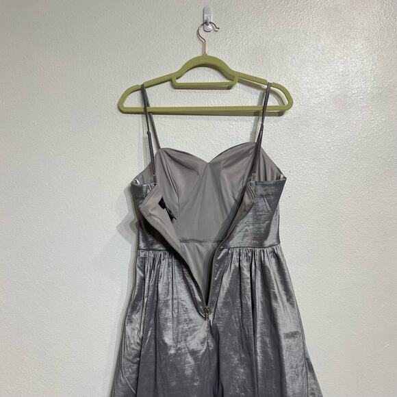 B. Darlin Silver Taffeta Spaghetti Strap Hi Low Dress Sz 13/14 - Picture 8 of 12